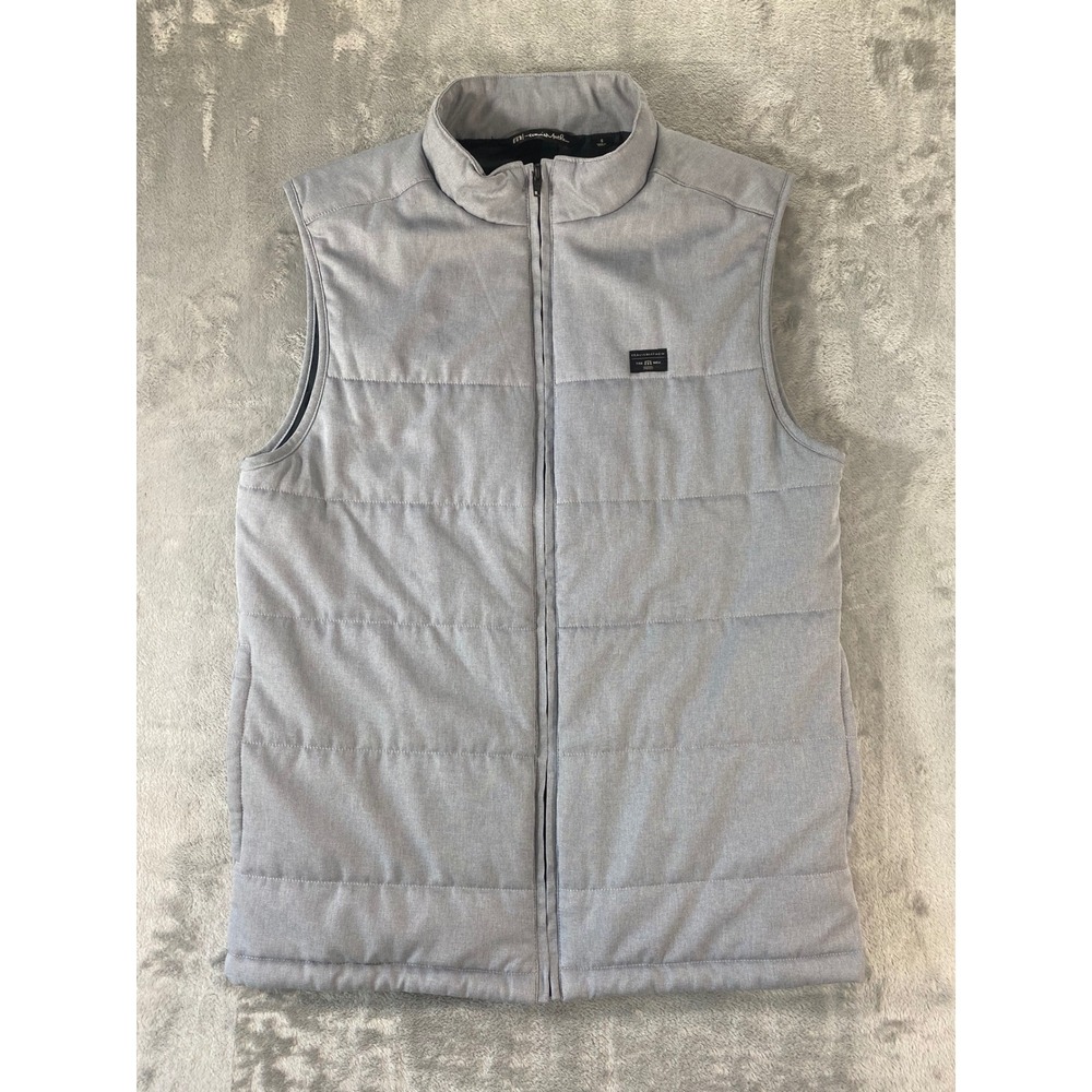 TRAVIS MATHEW Puffer Vest Mens Small Grey Quilted Full Zip Mock Neck